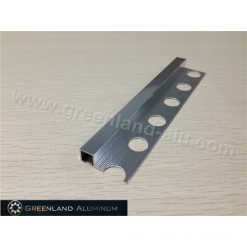 Brillante plata de aluminio cuadrado Schluter tira 8 mm de altura